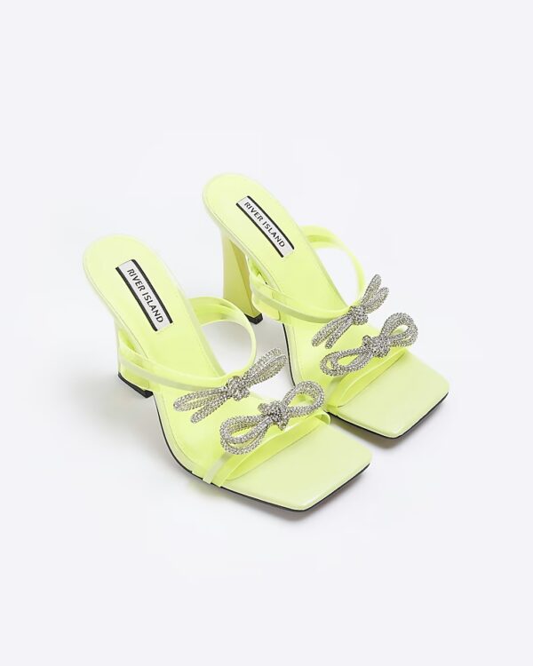 RIVER ISLAND EMBELLISHED BOW YELLOW MULES