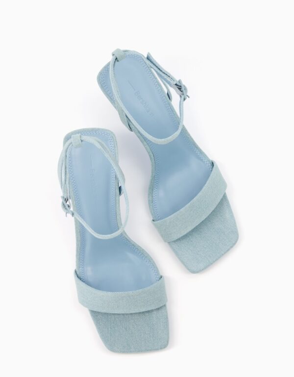 Bershka Denim Block Heel Sandals